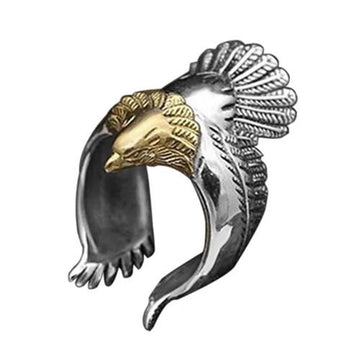 The Pink Pigs rings Men's Silver and Gold 2 Toned One Size Patriotic Eagle Ring
